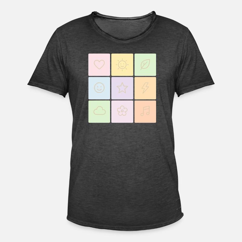 Pastel Bento Vibes - Men's Vintage T-Shirt - washed black