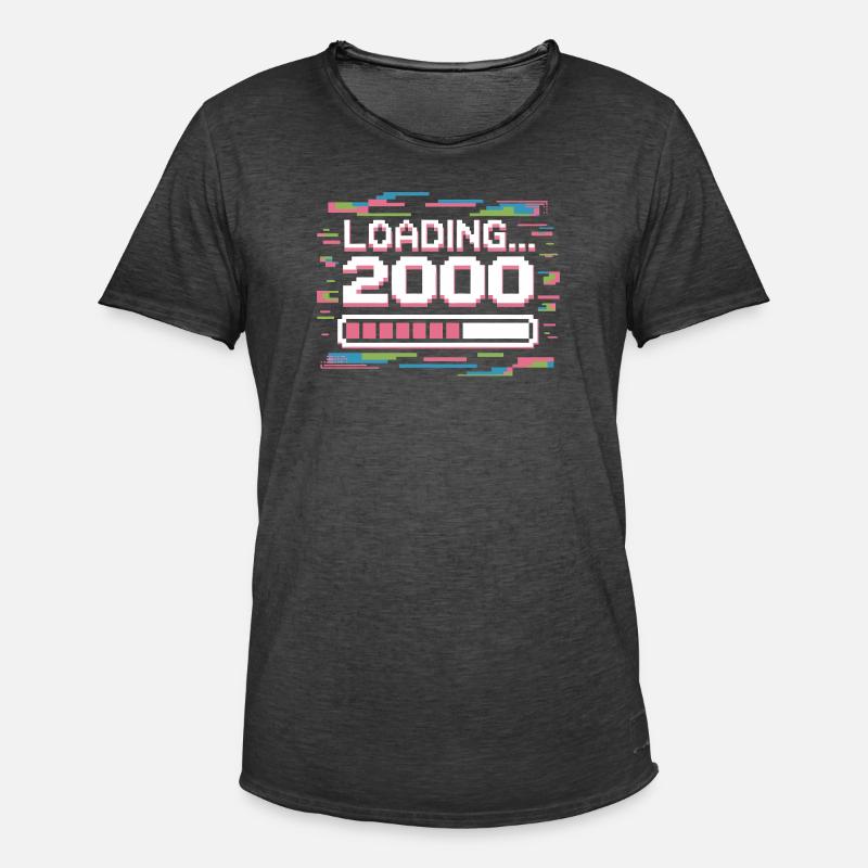 Pixel Retro Design Loading 2000 - Männer Vintage T-Shirt - Vintage Schwarz