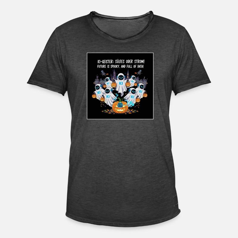 KI-Geister: Süßes oder Strom ! - Männer Vintage T-Shirt - Vintage Schwarz