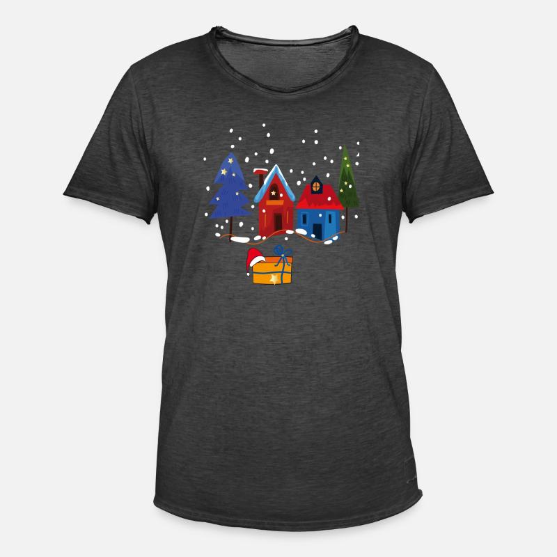 Winterliche Häuser mit Schnee - Männer Vintage T-Shirt - Vintage Schwarz