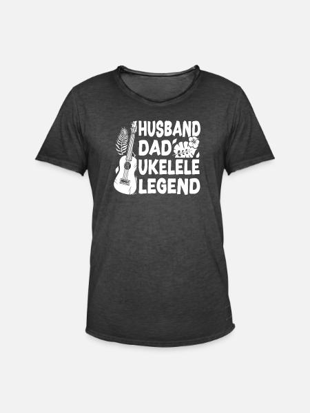 Hawaiian Ukulele Uke Dad Husband - Männer Vintage T-Shirt - Vintage Schwarz