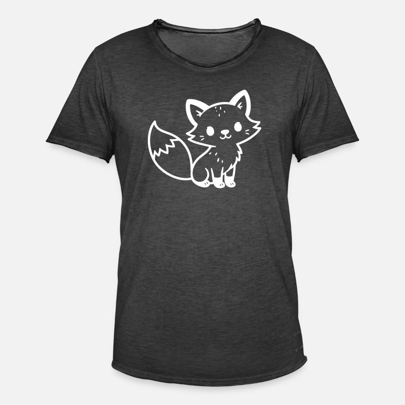Fuchs Niedlich Comic - Männer Vintage T-Shirt - Vintage Schwarz