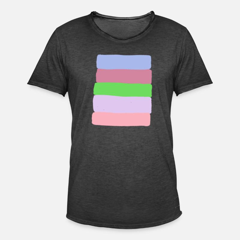 Pastellstreifen-Stack - Männer Vintage T-Shirt - Vintage Schwarz