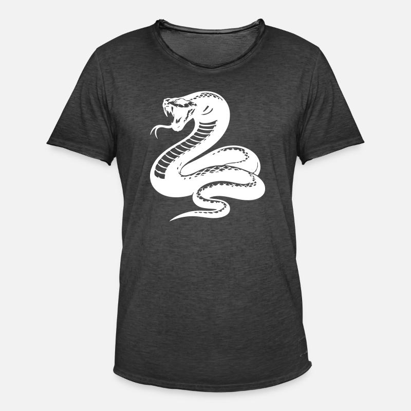 Snake Python Silhouette - Men's Vintage T-Shirt - washed black