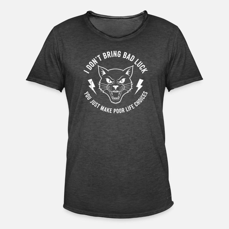 Pech oder Wille Katzen-Spruch - Männer Vintage T-Shirt - Vintage Schwarz