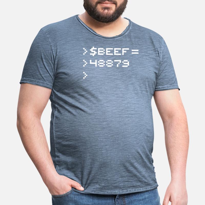 BEEF 8-Bit Code Nerd Pixel Terminal Retro Men's Vintage T-Shirt