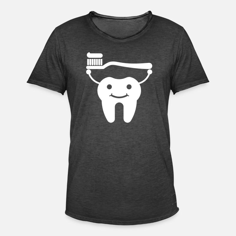 Tooth with toothbrush and toothpaste - Men's Vintage T-Shirt - washed black