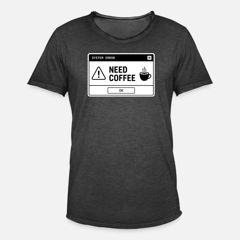  SYSTEM ⚠️ ERROR – NEED COFFEE  - Männer Vintage T-Shirt - Vintage Schwarz