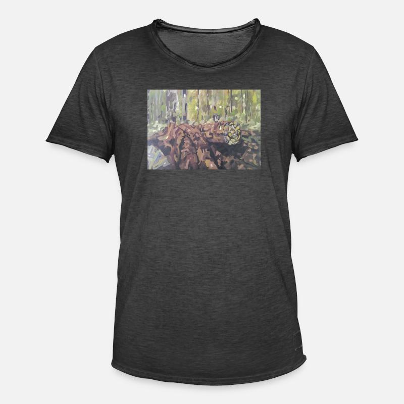 Baumstämme im Wald – eine impressionistische Landschaft - Männer Vintage T-Shirt - Vintage Schwarz