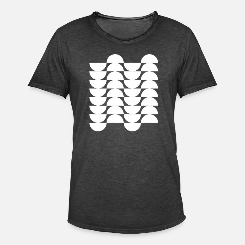 Wavegrid Half-Circle Pattern - Men's Vintage T-Shirt - washed black
