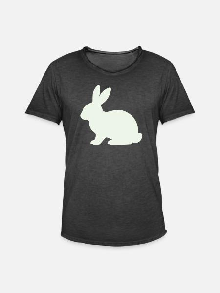 Silhouette délicate du lapin - T-shirt vintage Homme - noir vintage