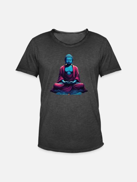 Blauer Buddha in Meditation Versenkung Dualität - Männer Vintage T-Shirt - Vintage Schwarz