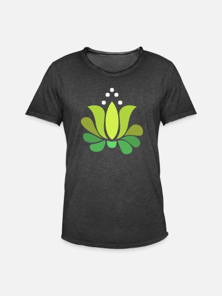 grüne stilisierte Lotusblume - Männer Vintage T-Shirt - Vintage Schwarz