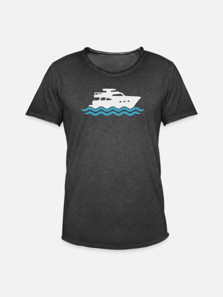 Yacht Silhouette Motorboot - Männer Vintage T-Shirt - Vintage Schwarz