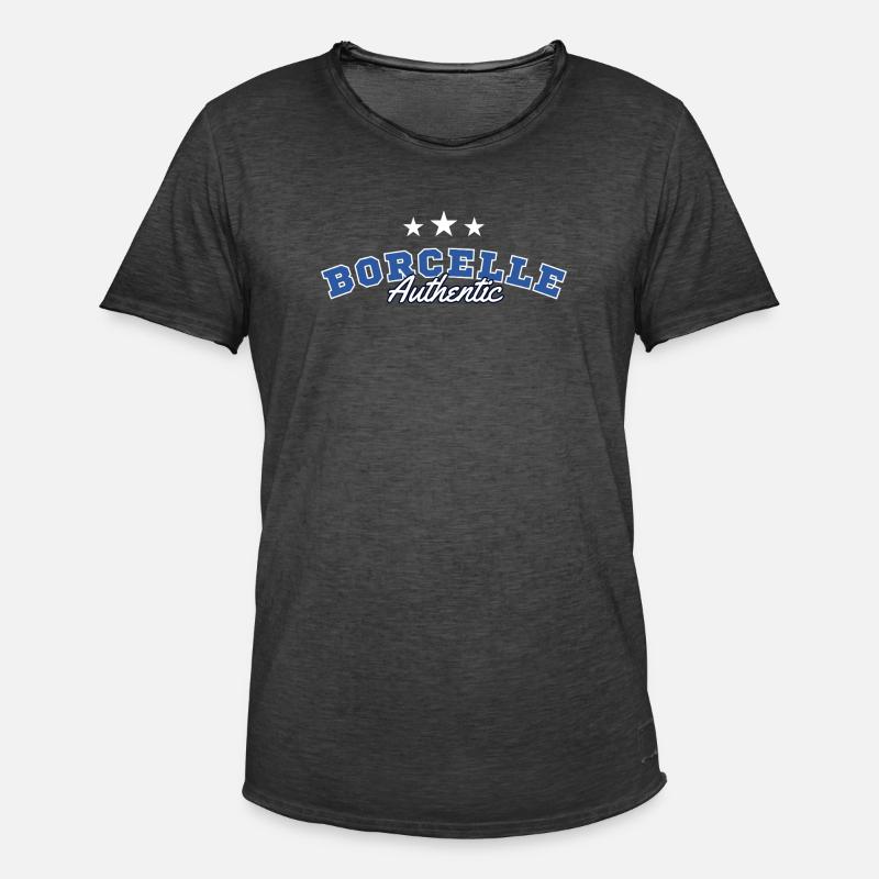 Borcelle Authentic College Script - Männer Vintage T-Shirt - Vintage Schwarz