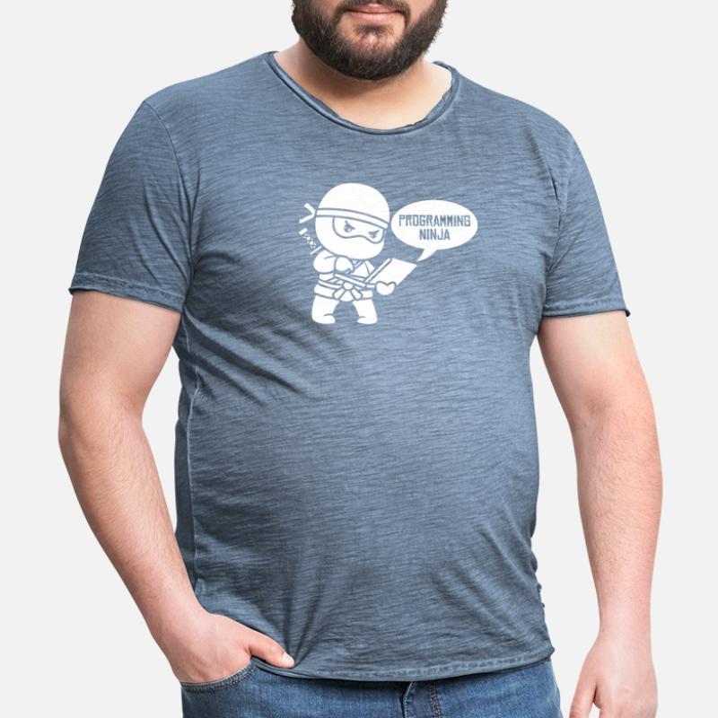 Entwickler Coder Programmierer Ninja Männer Vintage T-Shirt