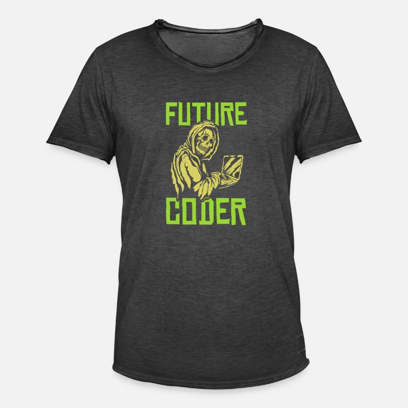 Developer Coder Programmer Skull - Men's Vintage T-Shirt - washed black