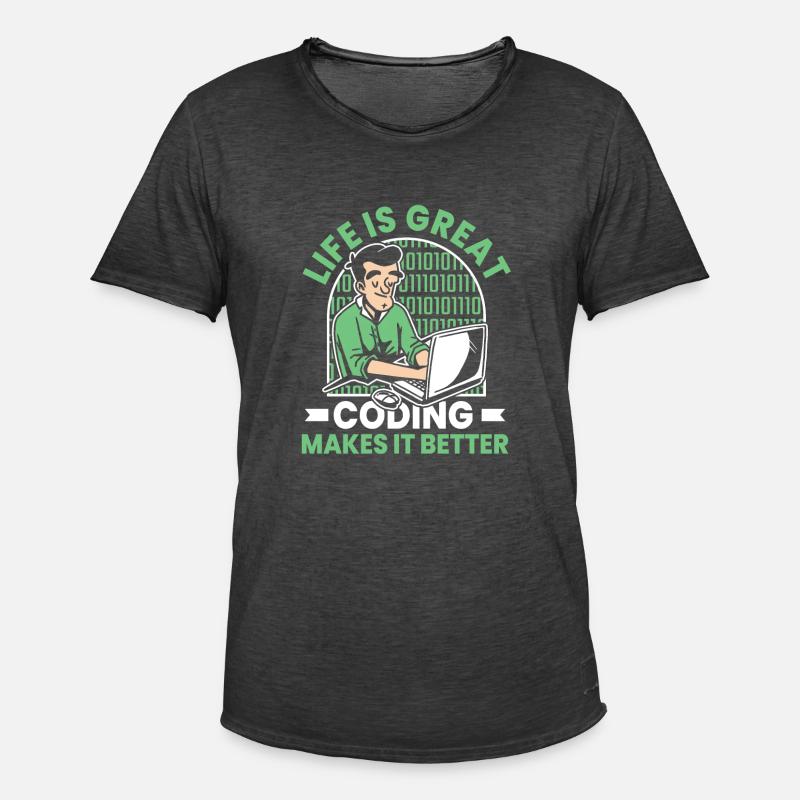 Developer Coder Programmer Funny - Men's Vintage T-Shirt - washed black