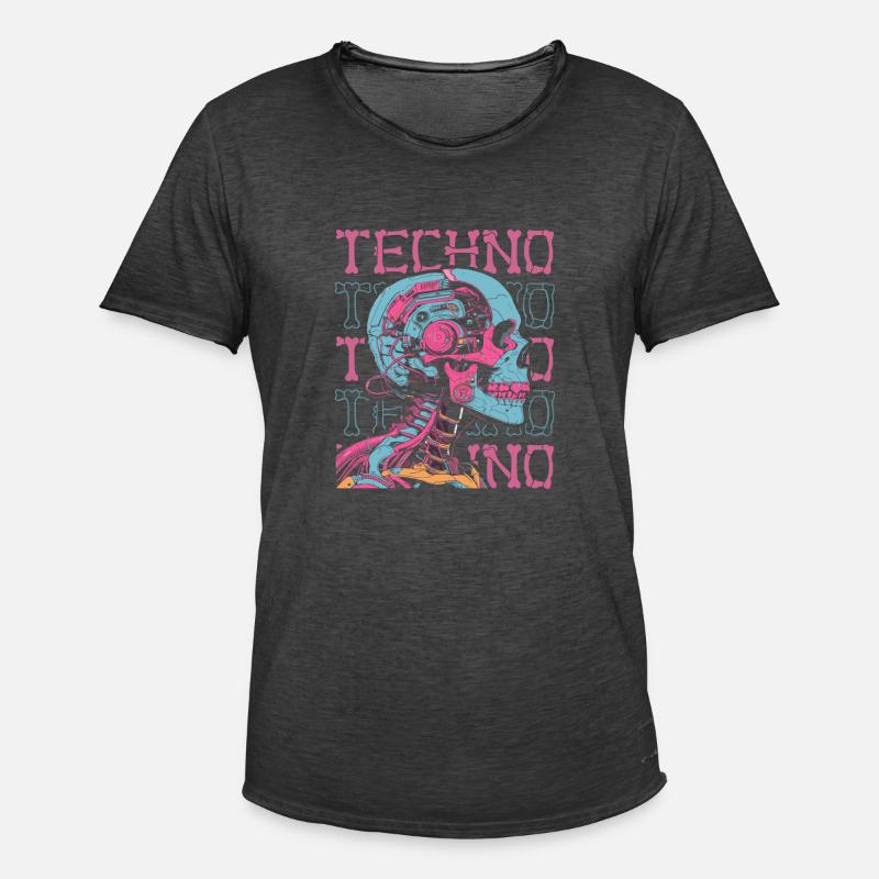 Techno Raver - Maglietta vintage da uomo - nero antico