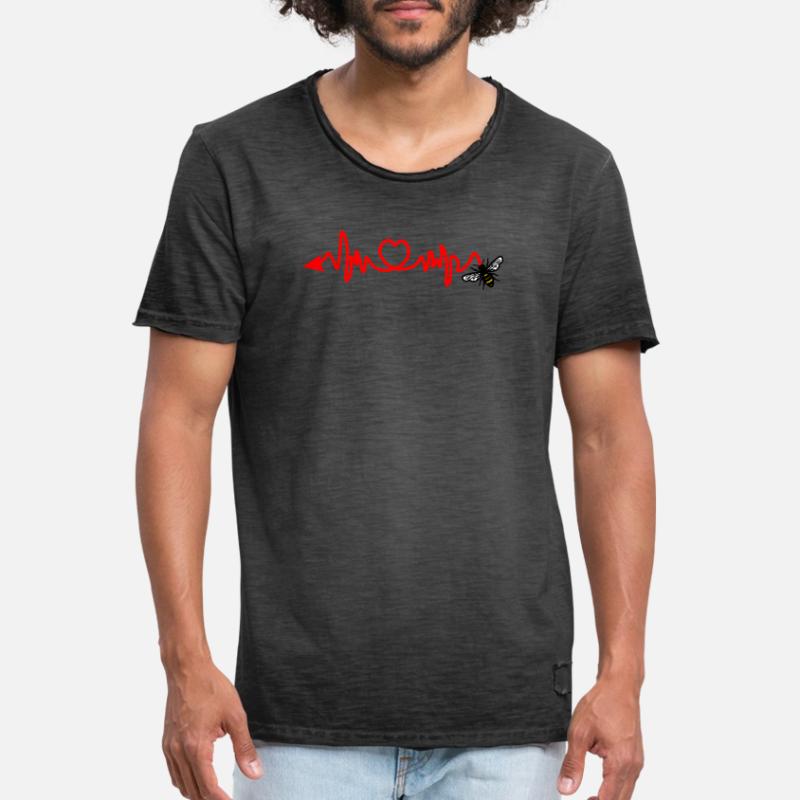 Cardio-Herzfrequenz, Biene mit Stachel oder Pfeil Männer Vintage T-Shirt