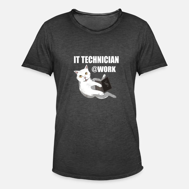IT Techniker Katze Programmierer Techie - Männer Vintage T-Shirt - Vintage Schwarz
