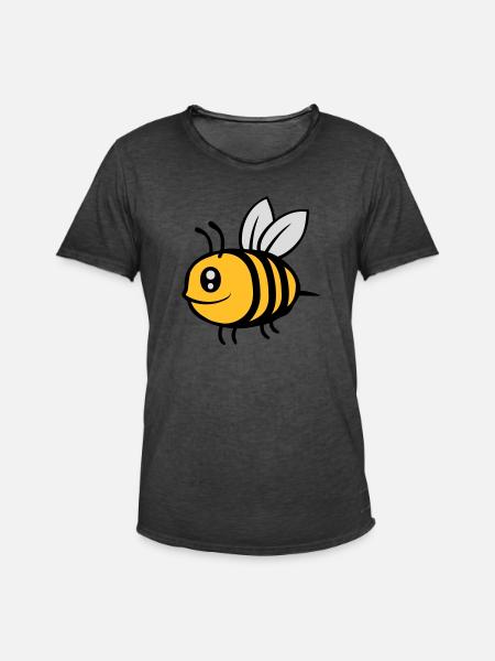 Cute little cartoon bee - Men's Vintage T-Shirt - washed black