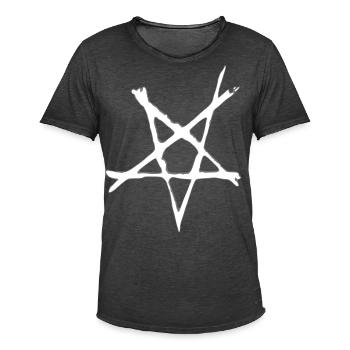 Scratch Pentagram - Men's Vintage T-Shirt - washed black - Front - Jose (178cm)