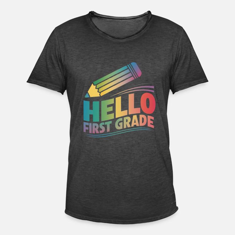 Hello First Grade - Männer Vintage T-Shirt - Vintage Schwarz