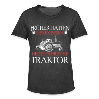 FRÜHER HATTEN HEXEN BESEN HEUTE FAHREN SIE TRAKTOR - Männer Vintage T-Shirt - Vintage Schwarz - Vorne