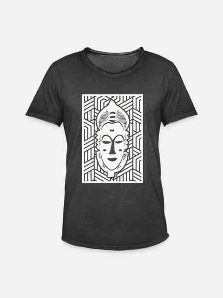 Elfenbenskysten - Baoulé maske - Vintage-T-skjorte for menn - vintage svart