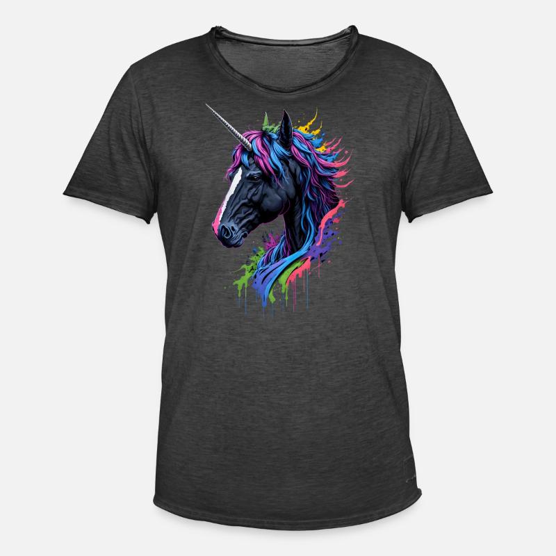 Rainbow Splash Einhorn - Männer Vintage T-Shirt - Vintage Schwarz