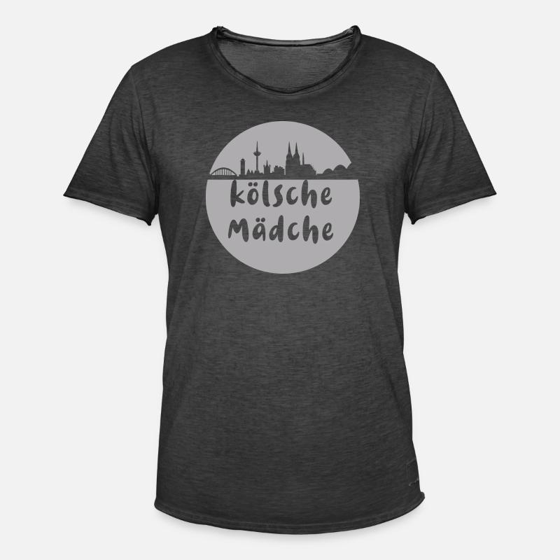 Köln, skyline,scherenschnitt,grau,kölsche mädche - Männer Vintage T-Shirt - Vintage Schwarz
