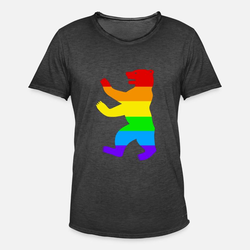 Berliner Bär / Pride Bear / Regenbogen - Männer Vintage T-Shirt - Vintage Schwarz