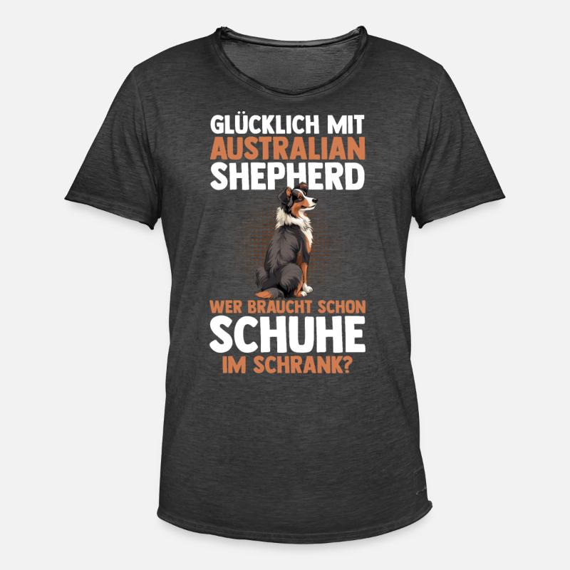 Australian Shepherd Hund Aussie - Männer Vintage T-Shirt - Vintage Schwarz