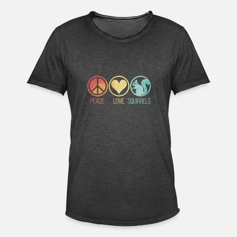 Peace Love Squirrels Eichhörnchen - Männer Vintage T-Shirt - Vintage Schwarz
