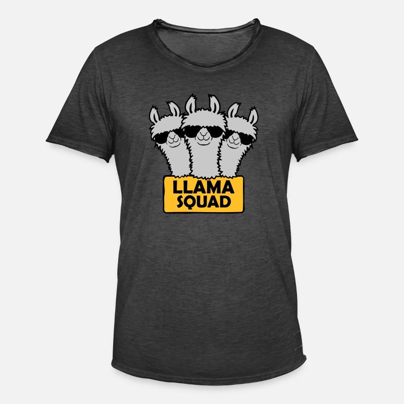 Llama Squad Team Design - Männer Vintage T-Shirt - Vintage Schwarz