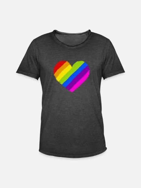 Pride Regenbogen Herz - Männer Vintage T-Shirt - Vintage Schwarz
