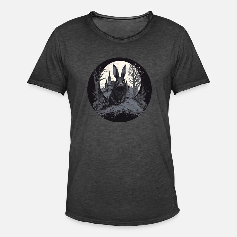 Rabbit Bunny Gothic-Kunst - Männer Vintage T-Shirt - Vintage Schwarz