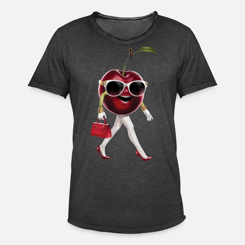 Frauen Kirsche - Männer Vintage T-Shirt - Vintage Schwarz