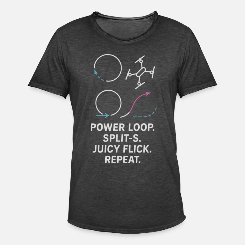 Power Loop Split-S Juicy Flick Repeat - Männer Vintage T-Shirt - Vintage Schwarz