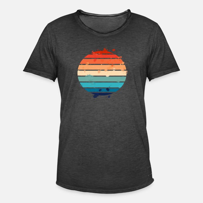 Splatter Retro Sunset - Männer Vintage T-Shirt - Vintage Schwarz