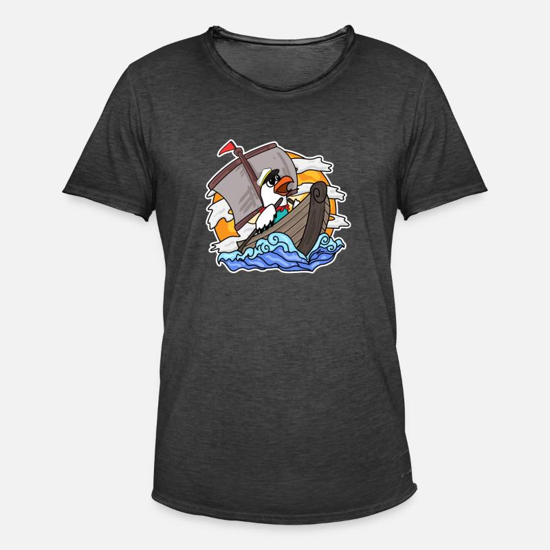 Möwe im Boot - Männer Vintage T-Shirt - Vintage Schwarz