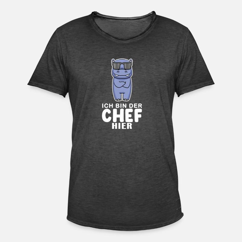 cooles Nilpferd Chef Spruch - Männer Vintage T-Shirt - Vintage Schwarz