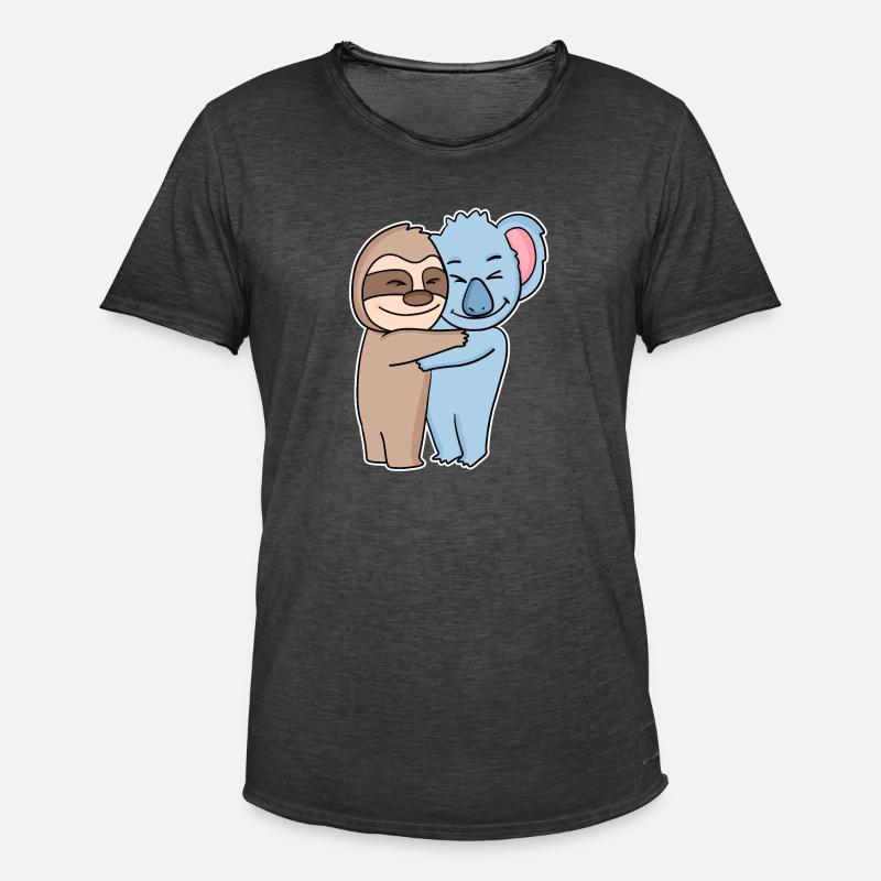 Sloth and koala hugging - hug - Men's Vintage T-Shirt - washed black
