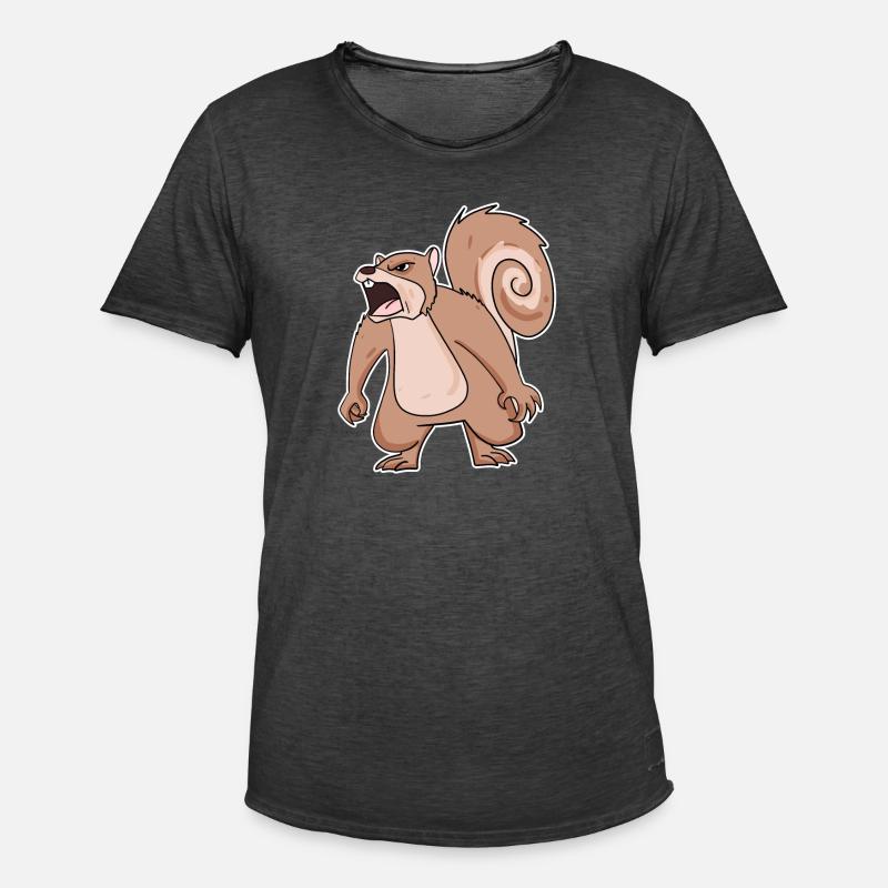 wütendes Eichhörnchen - Männer Vintage T-Shirt - Vintage Schwarz