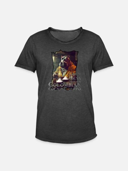 Colombian Hippo - Männer Vintage T-Shirt - Vintage Schwarz