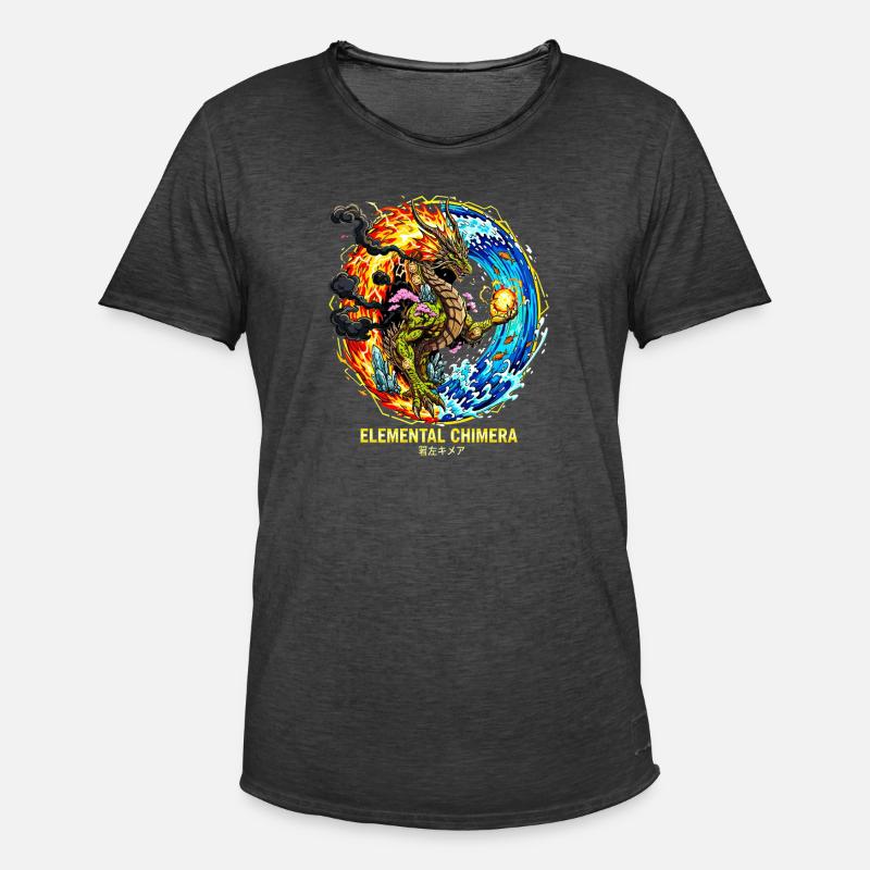 Elemental Chimera | Drache der 3 Elemente - Männer Vintage T-Shirt - Vintage Schwarz