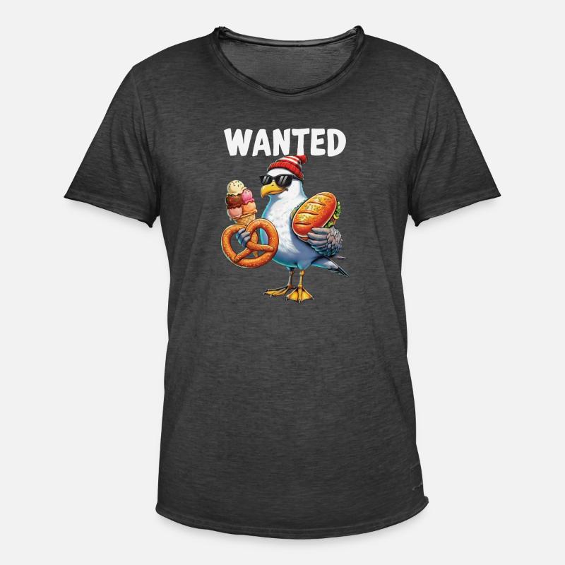 Gesucht Möwe Brezel Eiscreme - Männer Vintage T-Shirt - Vintage Schwarz