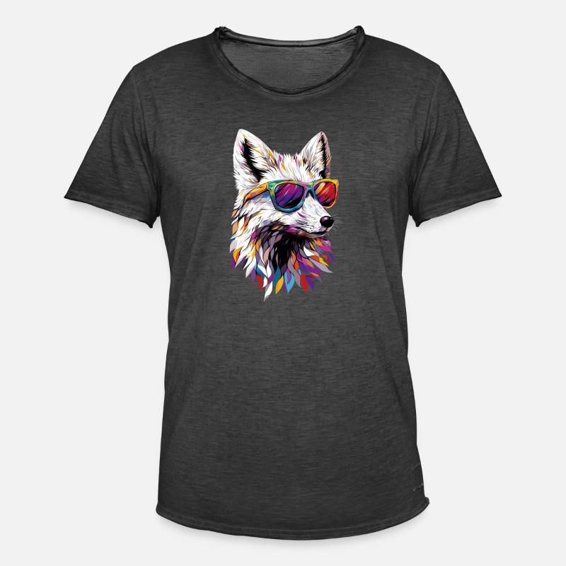 Polarfuchs Schneefuchs Eisfuchs Süßer Weißer Fuchs - Männer Vintage T-Shirt - Vintage Schwarz