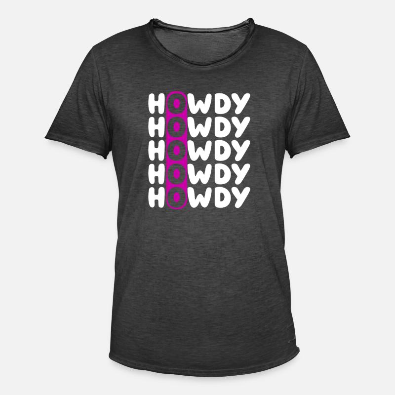 Howdy Repeat O Western Pattern - Männer Vintage T-Shirt - Vintage Schwarz